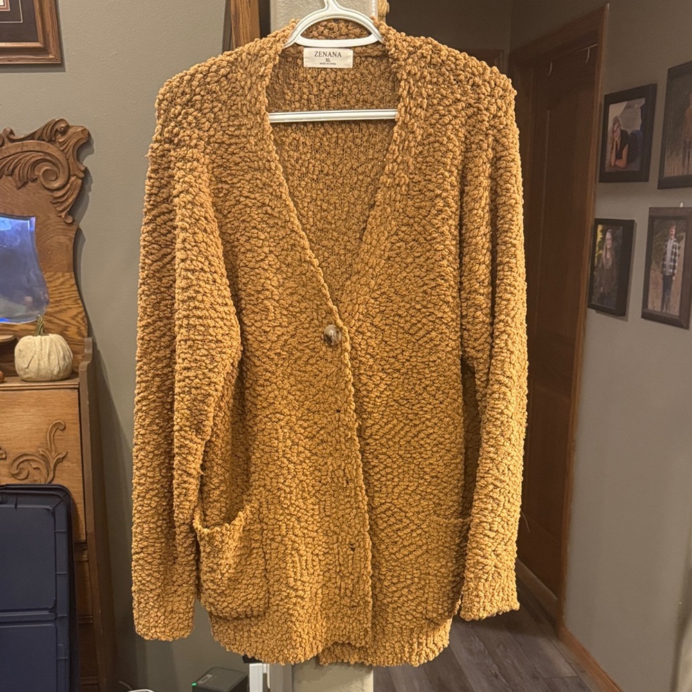 Zenana Outfitters Textured Tan Cardigan